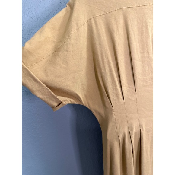 Veronica Beard Shirt Dress 10 Tan Midi Linen Blend Stretch Modest Work Elegant - Picture 8 of 12